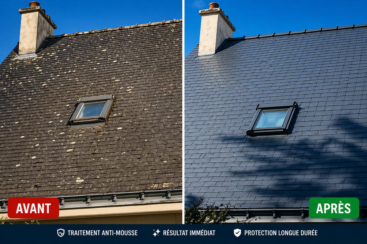 Toiture ardoise avant après